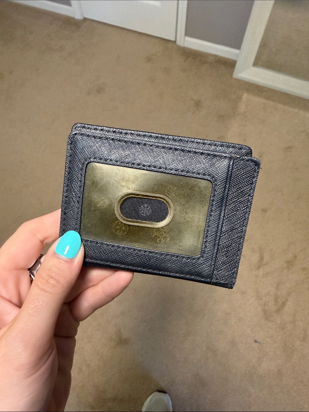 Tory Burch black Saffiano Leather Card Holder with Gold Logo - Picture 3 of 3